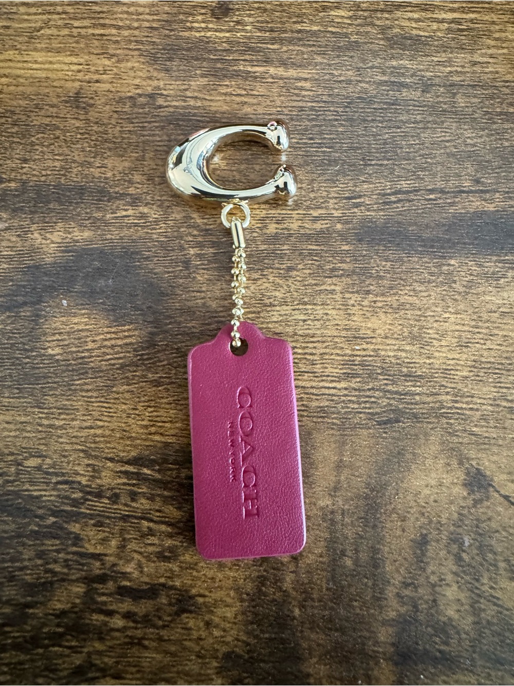 Coach Burgundy Leather Hangtag Bag Charm Keychain